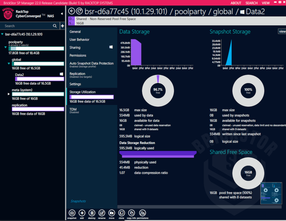 View Dataset Storage Utilization