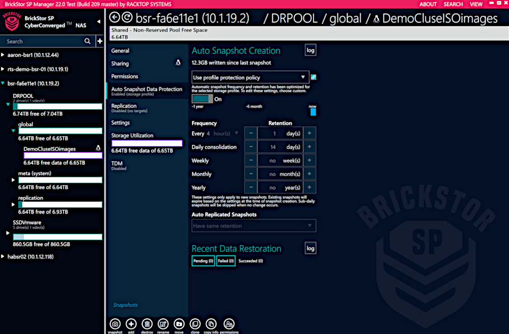 re auto snapshot data protection