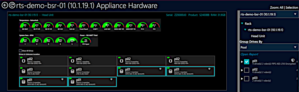 myr rack view selected pool