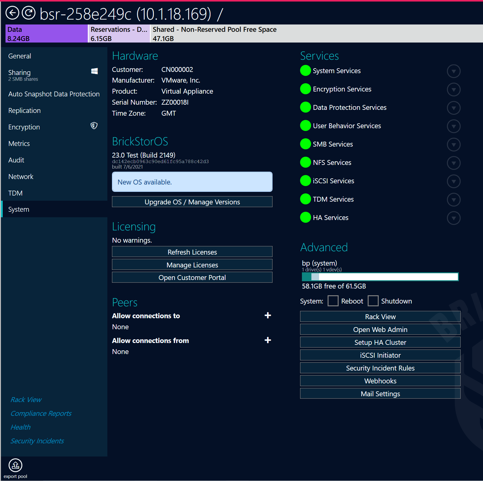=alt"System Tab contents"