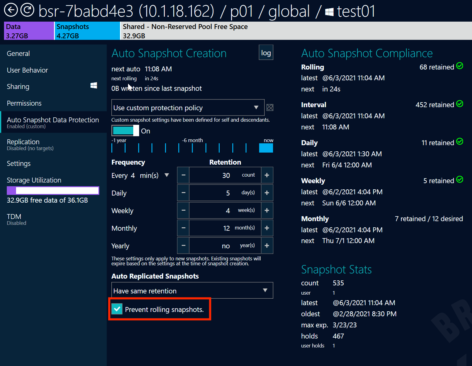 sn rolling snapshots