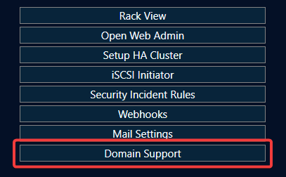 Navigate to the Domain Support Tab