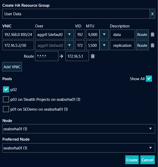 ha create advanced resource group