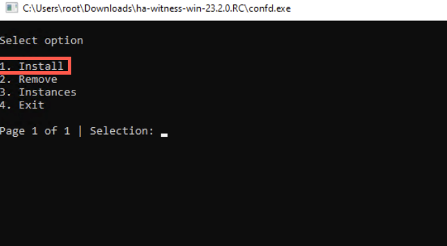 Select install in presented options list.