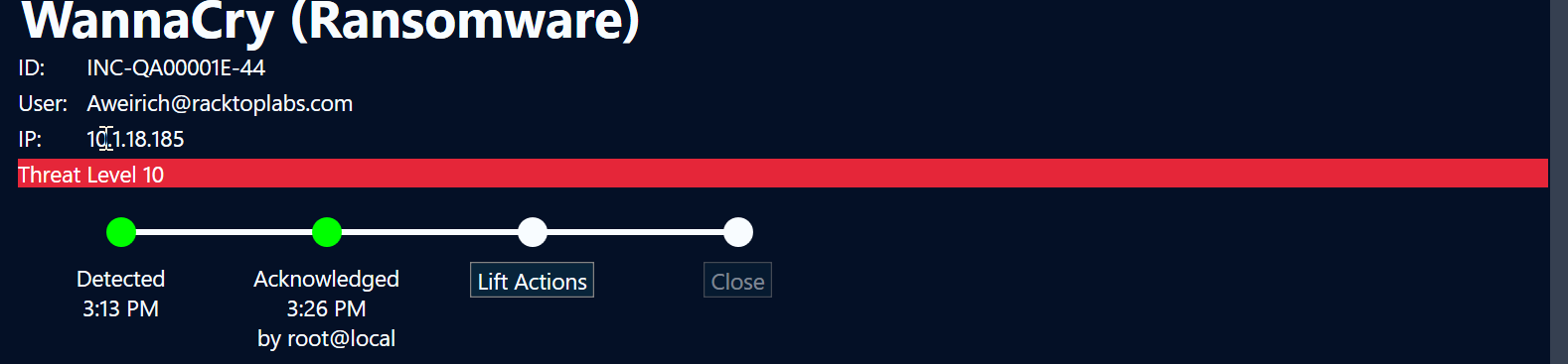 Identifying threat level of attack.