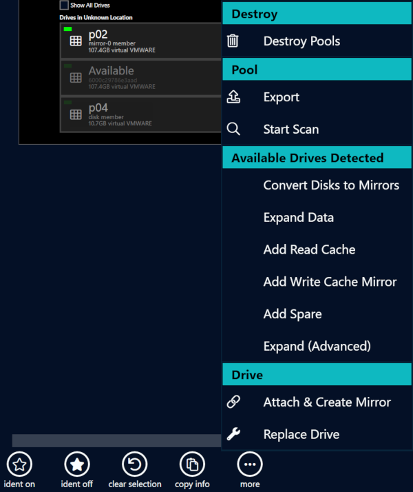 po attach and create mirror