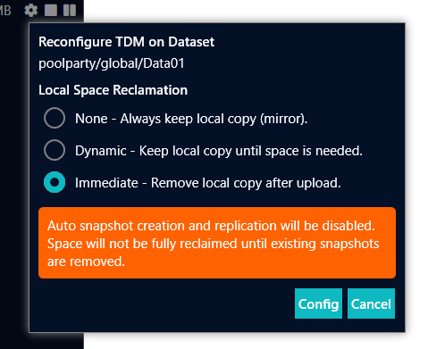 tdm reconfigure space immediate