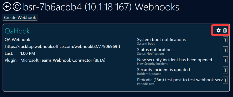 web webhook configuration