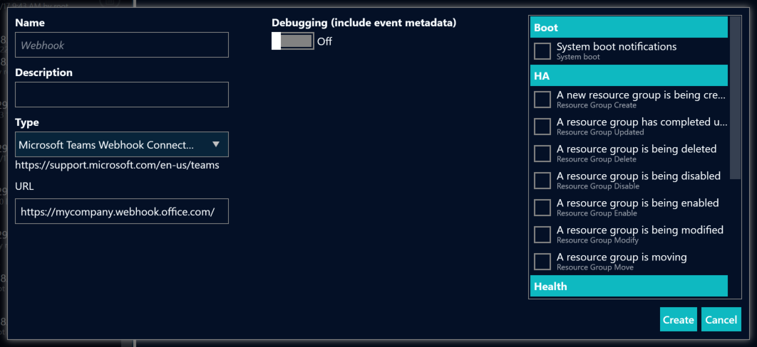 web webhook example ms teams