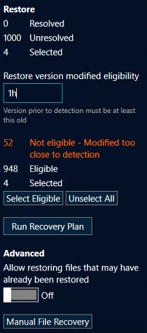 Restore Version Modified Eligibility