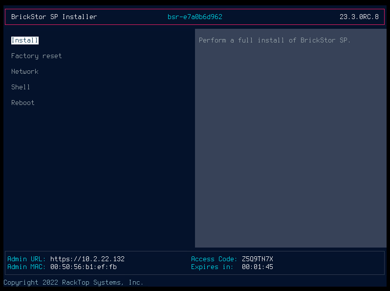 Admin URL and Access Code