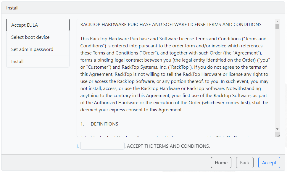 End User License Agreement in the Installer
