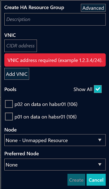 ha create resource group
