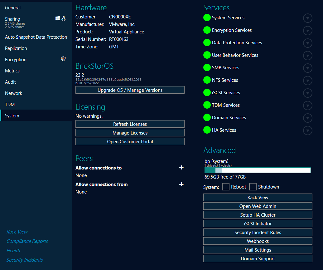 =alt"System Tab contents"