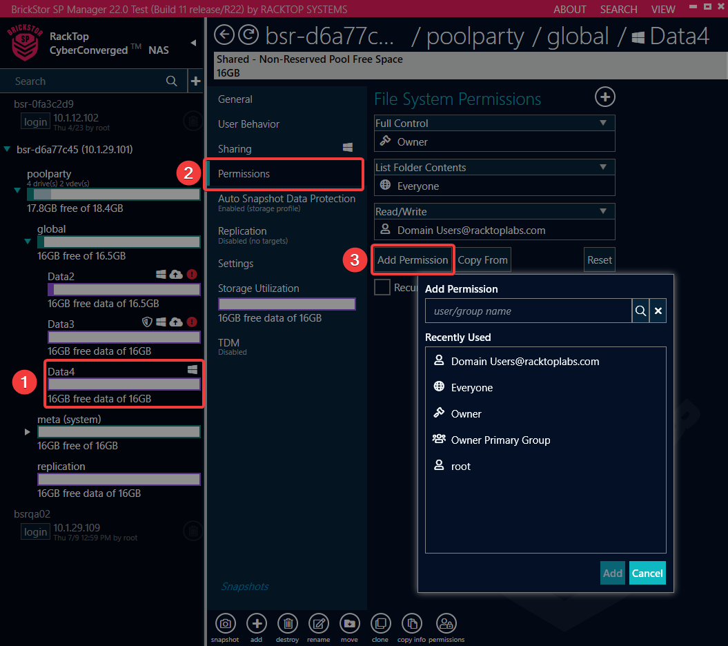 ds add permissions full