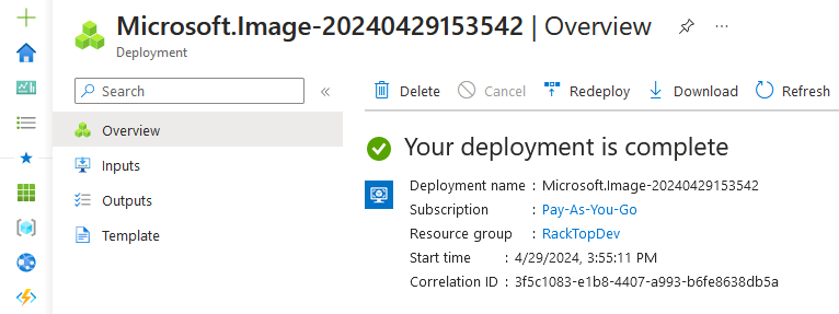 azure image completion