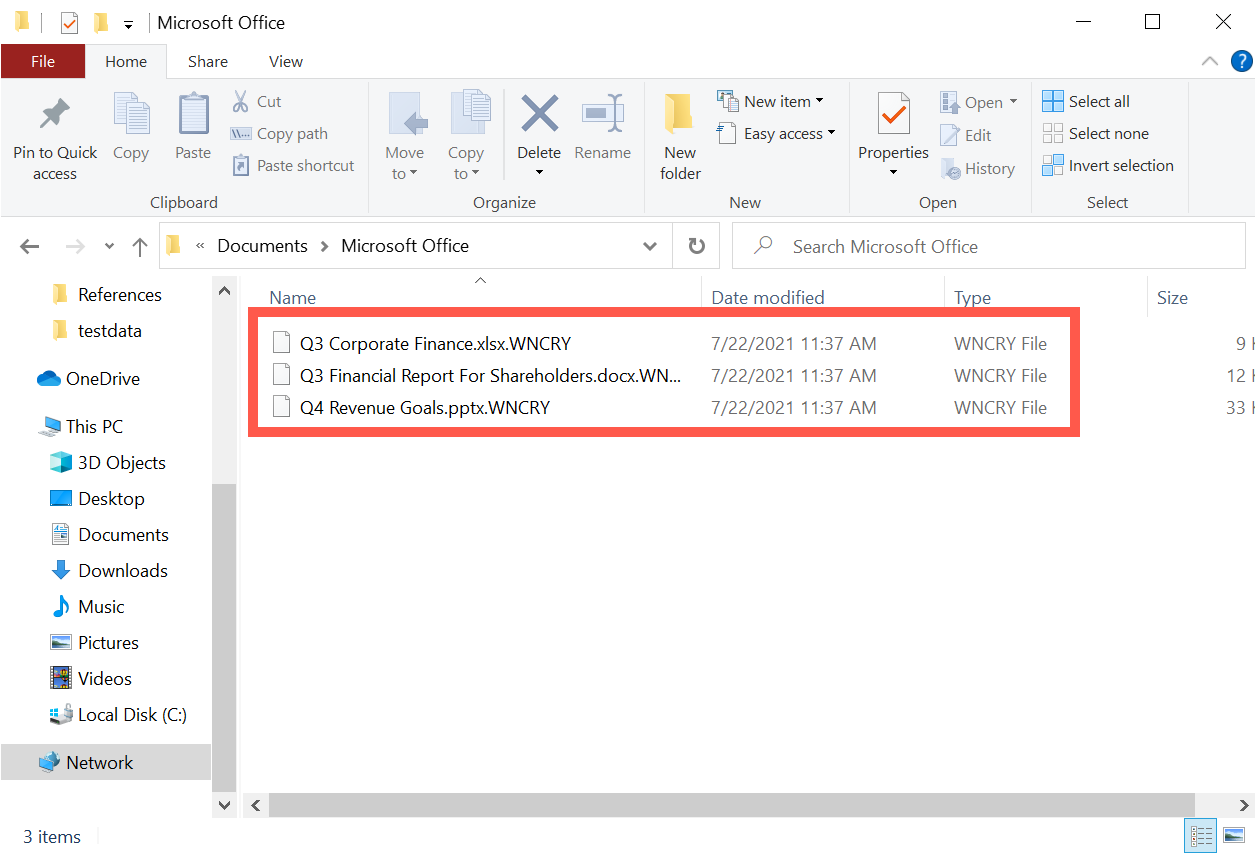 View affected files and possible ransomnote.