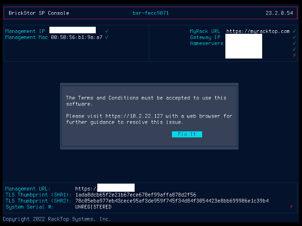 RackTop Terms and Conditions prompt