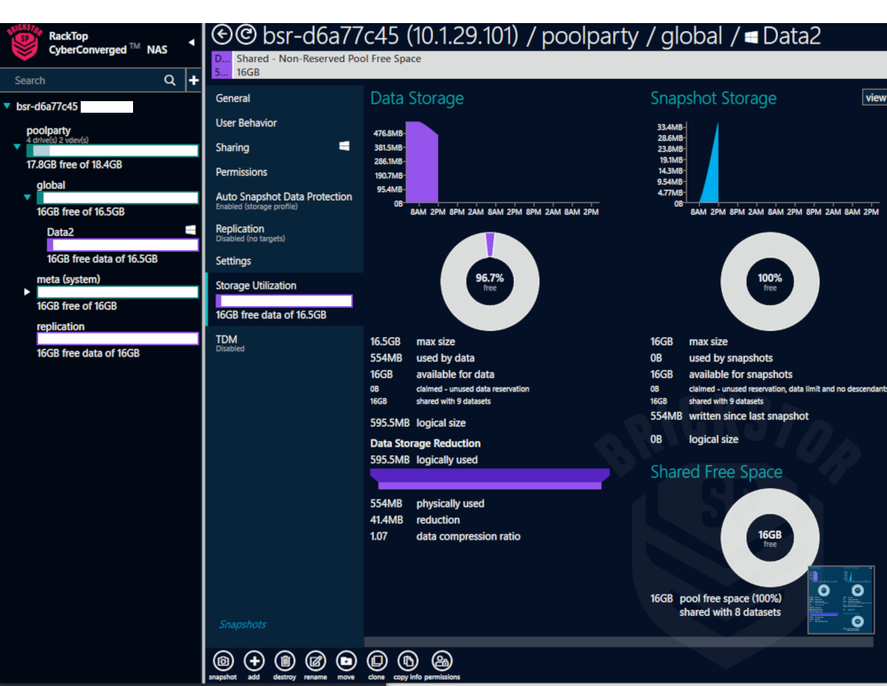 View Dataset Storage Utilization