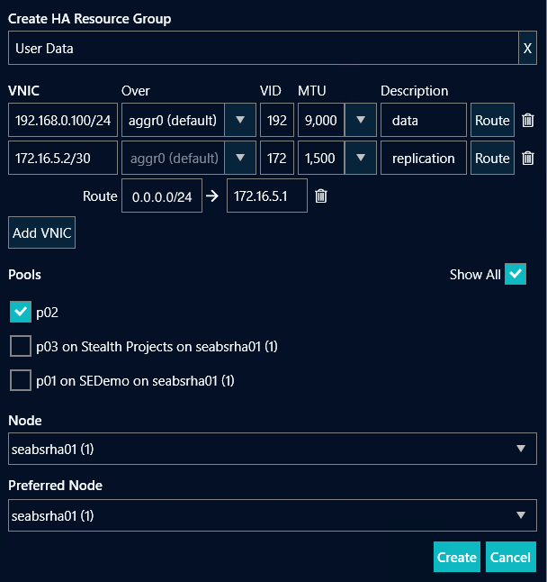 ha create advanced resource group
