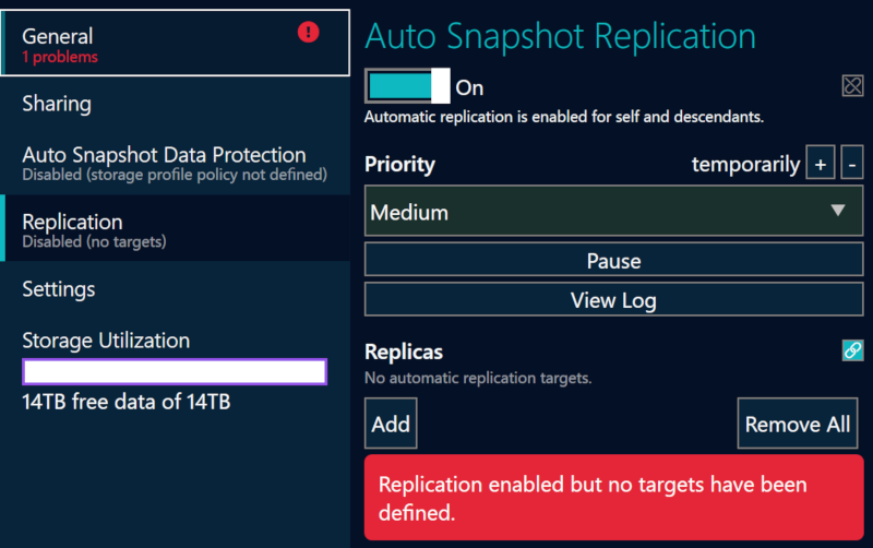 re peer configured no replication target
