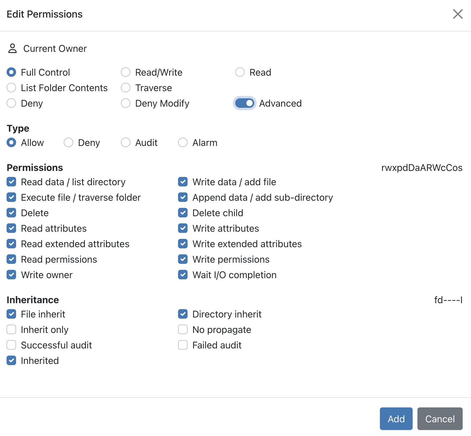 edit adv permissions