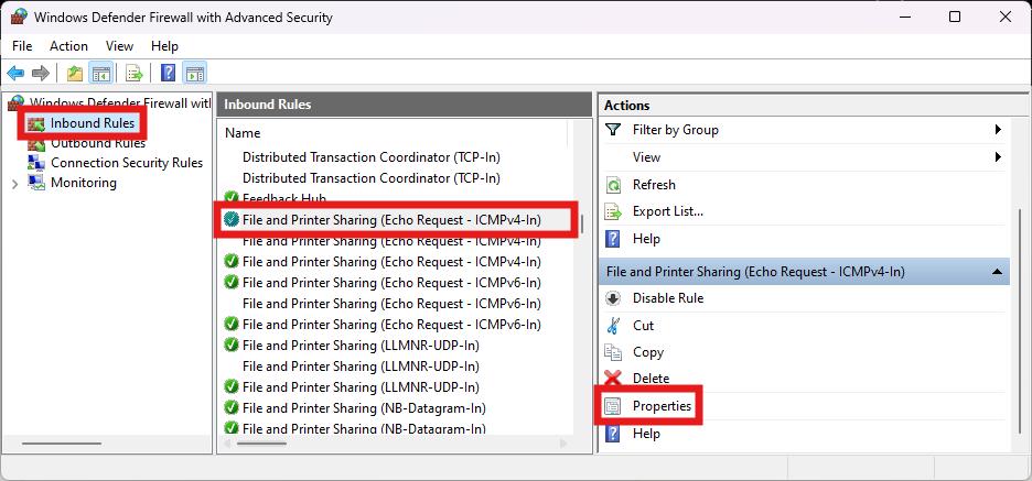 firewall inbound rule properties