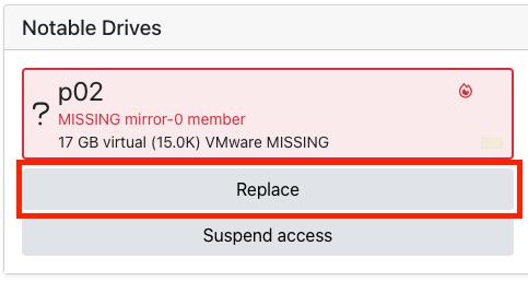 notable drives replace button
