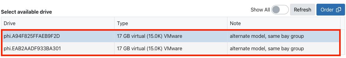 select replacement drive