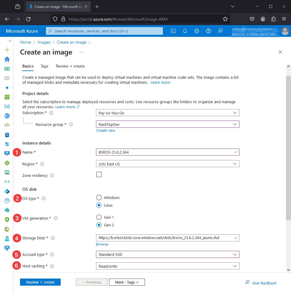 azure image settings