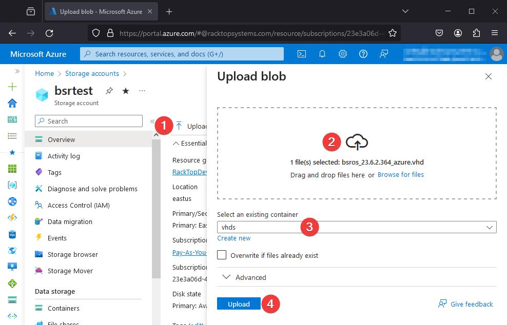 azure storage acct upload