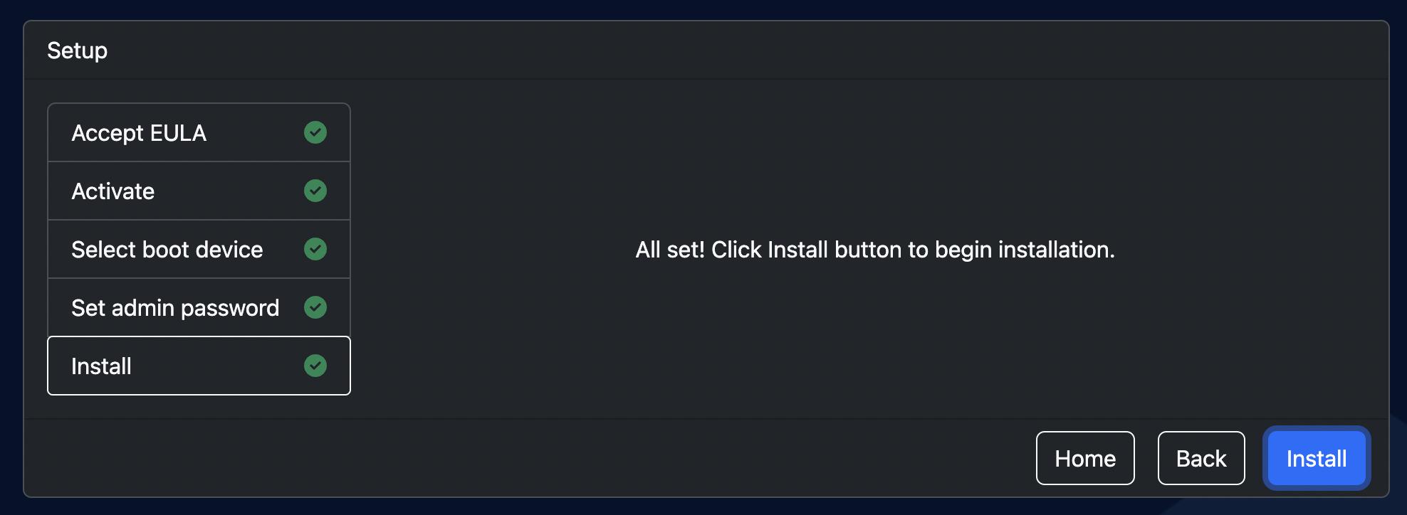Click Install to Begin Installation