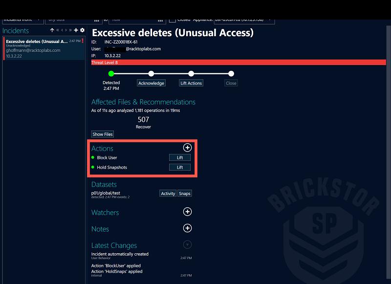 Block and Hold trigger after incident.