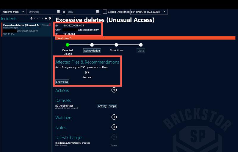 Information show once incident has been triggered.