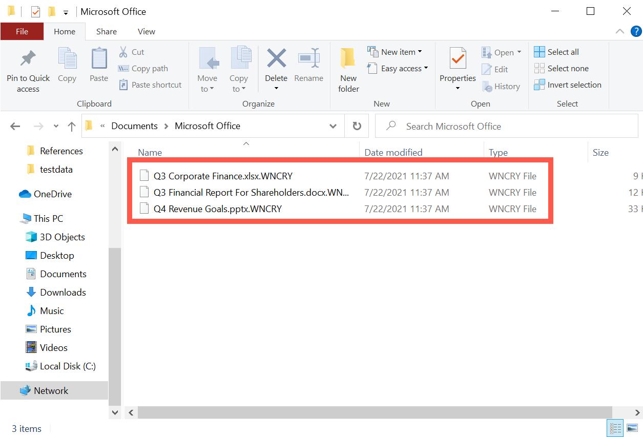 View affected files and possible ransomnote.