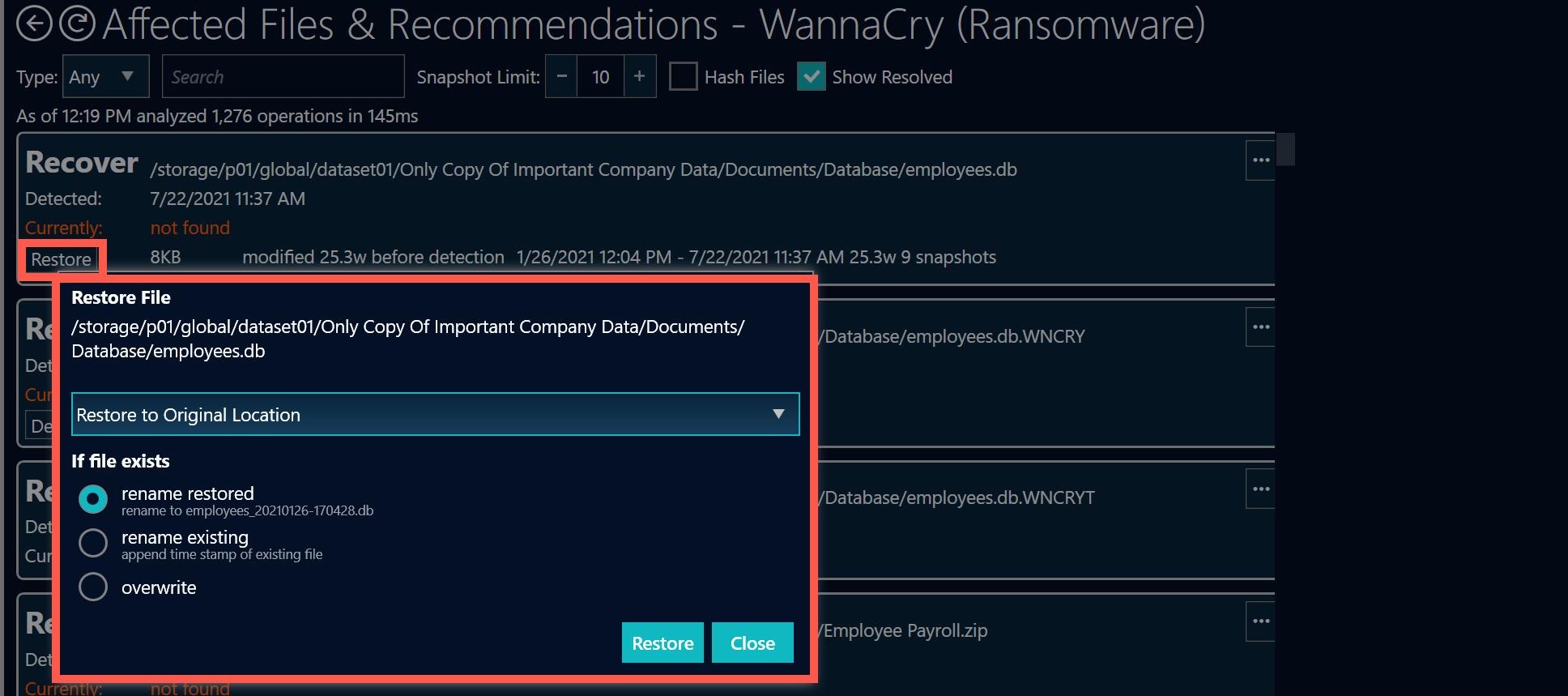 Restoring files overview.