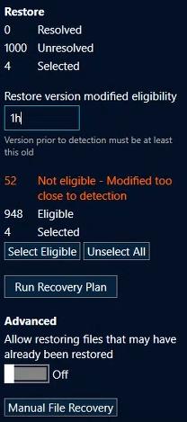 Restore Version Modified Eligibility