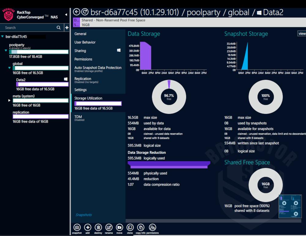 View Dataset Storage Utilization