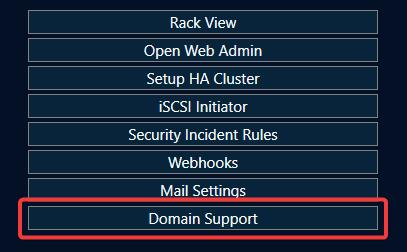Navigate to the Domain Support Tab