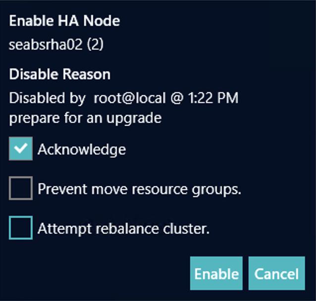 ha enable node dialog