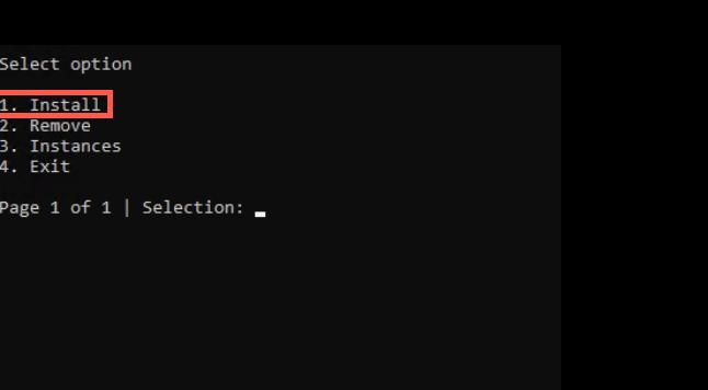 Select install in presented options list.