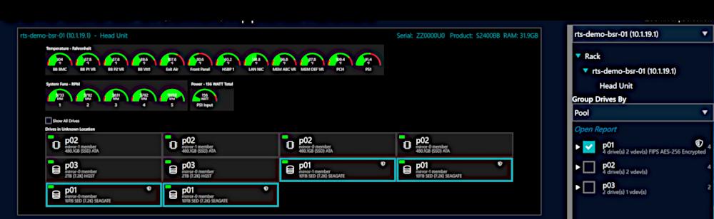 myr rack view selected pool