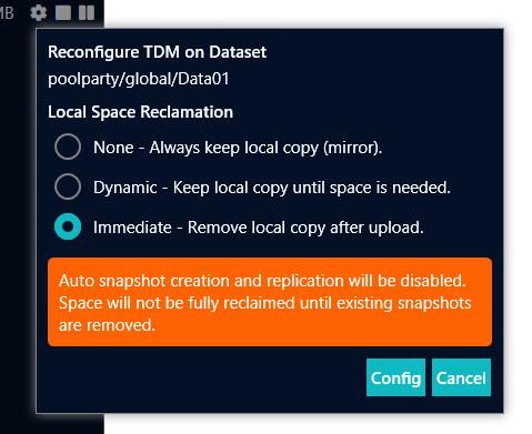 tdm reconfigure space immediate