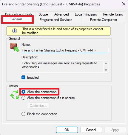 firewall allow the connection