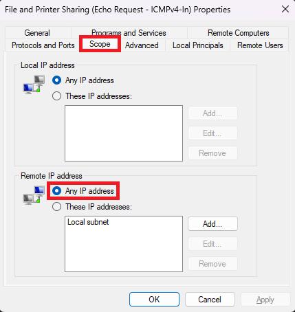 firewall scope configuration